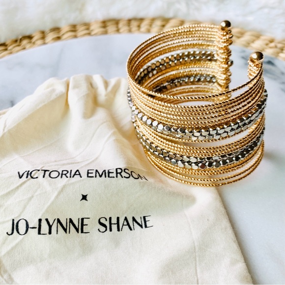 Victoria Emerson Gold Multi Strand Open Cuff Bracelet - Picture 3 of 12